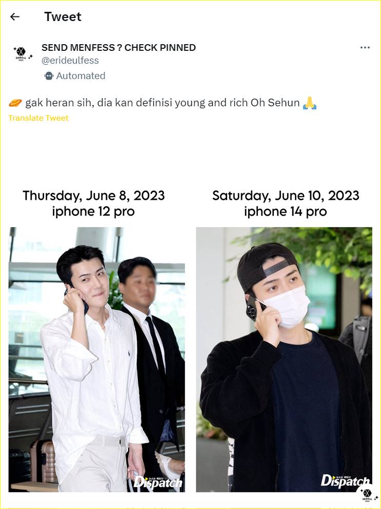 Sehun EXO digoda para penggemar karena ganti HP