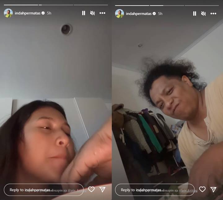 Masih Belum Direstui Nursyah, Indah Permatasari Manja Minta Disuapi Arie Kriting