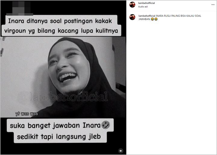 Inara Rusli Singgung Ucapan Orang Bijak Saat Jawab Sindiran Kacang Lupa Kulitnya