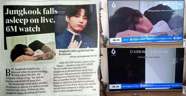 Jungkook BTS Ketiduran Ditonton 6 Juta Orang Hingga Masuk Media Cetak Asing