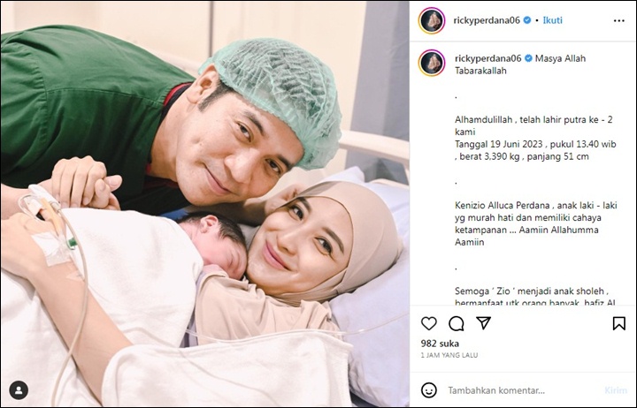 Ricky Perdana Umumkan Kelahiran Anak ke-2, Arti Nama Curi Perhatian Ricky Perdana Umumkan Kelahiran Anak ke-2, Arti Nama Curi Perhatian