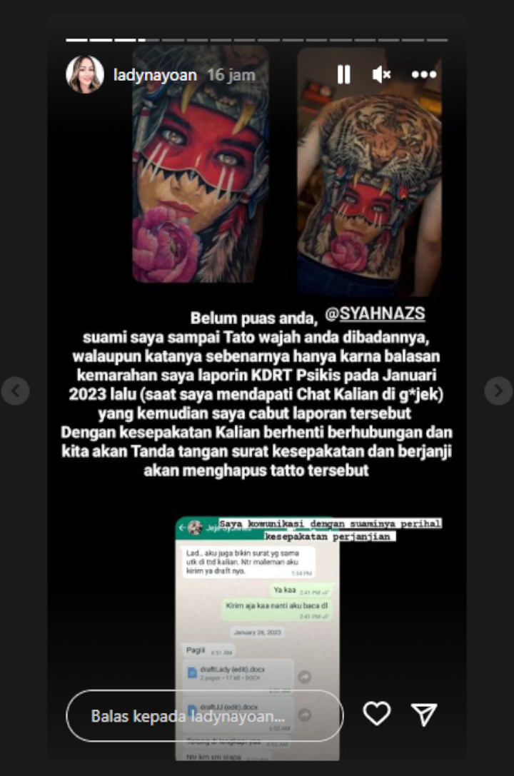 Istri Sebut Rendy Kjaernett Buat Tato Punggung Diduga Wajah Syahnaz Sadiqah