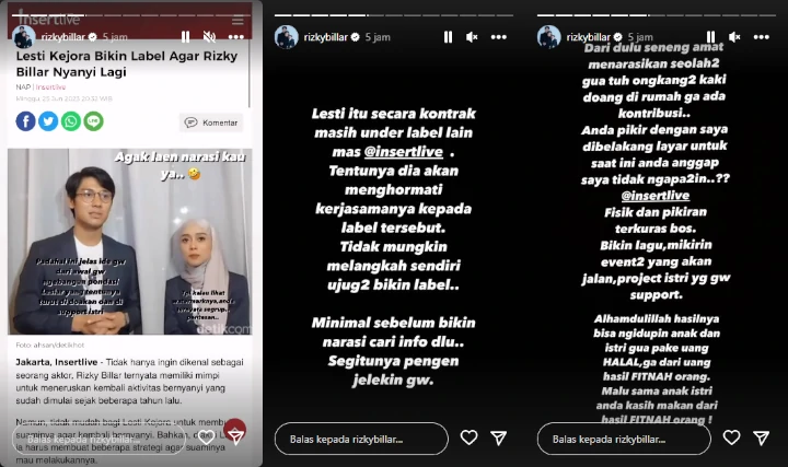 Rizky Billar Semprot Media yang Sebut Lesti Kejora Bikin Label Baru Demi Suami