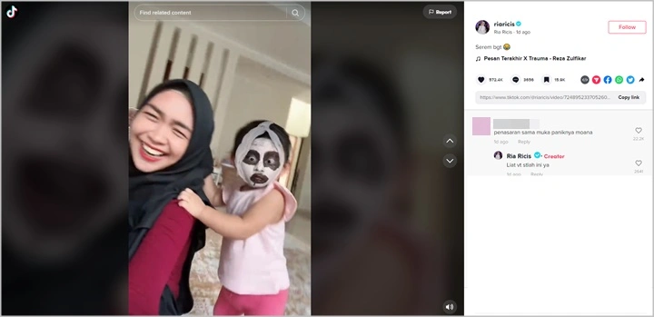 Ria Ricis Dikira Bikin Moana Takut Gegera Filter Pocong, Faktanya di Luar Dugaan