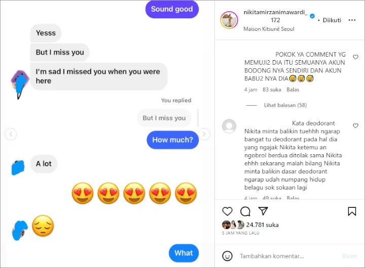 Nikita Mirzani Bagikan Chat Mesra Dengan Sosok Misterius