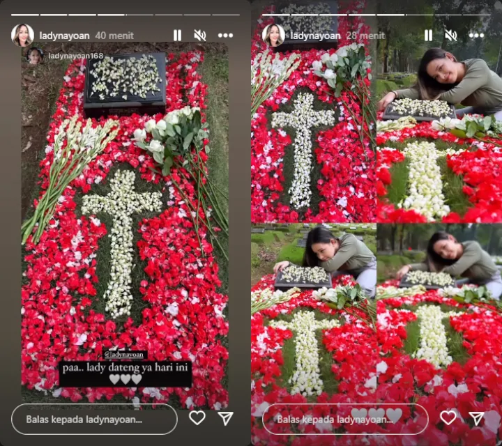 Rendy Kjaernett Minta Maaf, Lady Nayoan Ziarah ke Makam Ayah