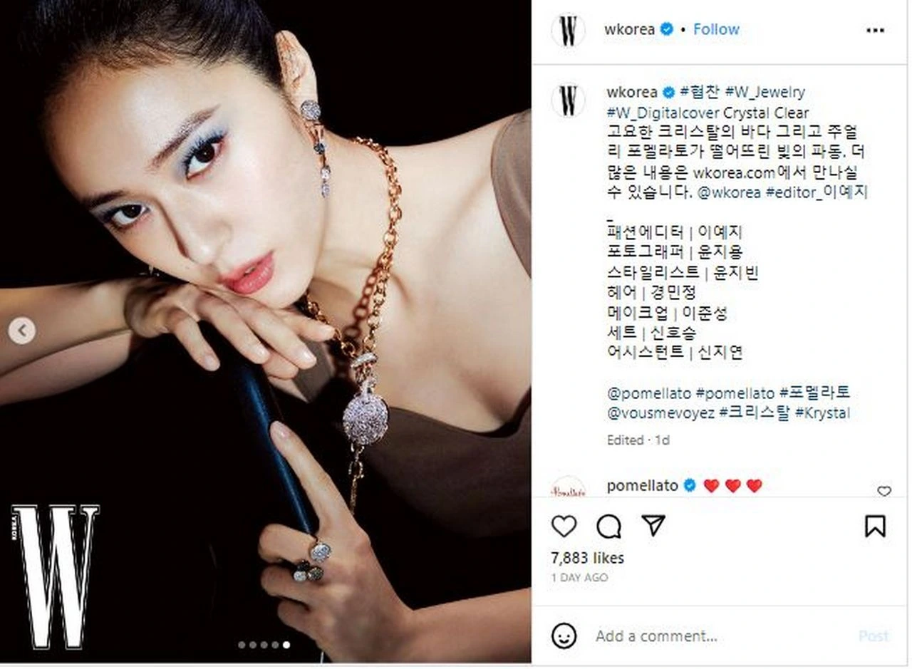 Krystal Pancarkan Aura Elegan Berbalut Perhiasan Mewah di Majalah W
