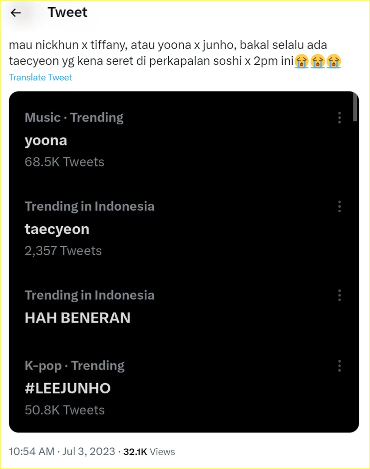 Taecyeon 2PM ikut trending usai YoonA SNSD dan Junho dirumorkan berpacaran