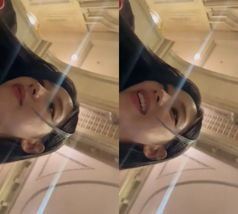 Visual Karina aespa dari angle close up dari bawah