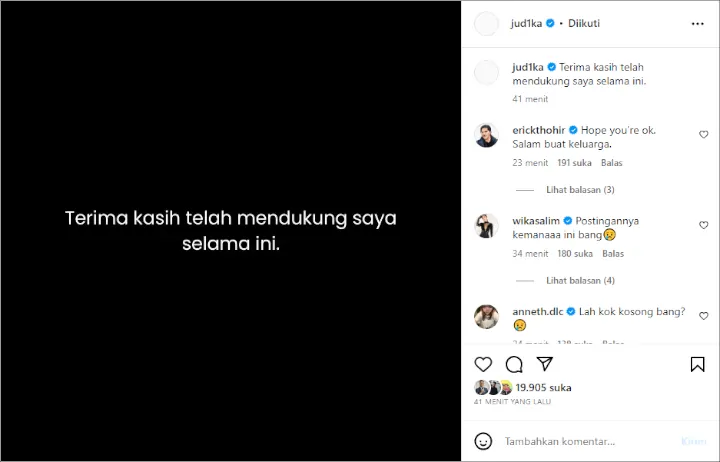 Denny Sumargo Puji Lesti Kejora, Judika Bikin Gempar Usai Akun Instagram Kosong - Topik Pagi