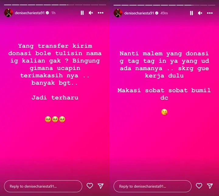 Hamil Tanpa Suami, Denise Chariesta Terharu Banyak yang Kirim Donasi Untuknya Hamil Tanpa Suami, Denise Chariesta Terharu Banyak yang Kirim Donasi Untuknya