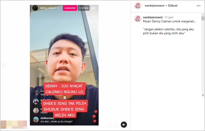 Calon Istrinya Diserang, Denny Caknan Turun Tangan