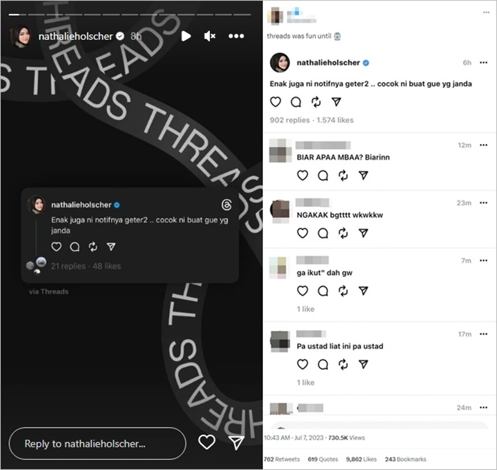 Cuitan Nathalie Holscher di Threads Dinilai Tak Etis Hingga Viral di Twitter