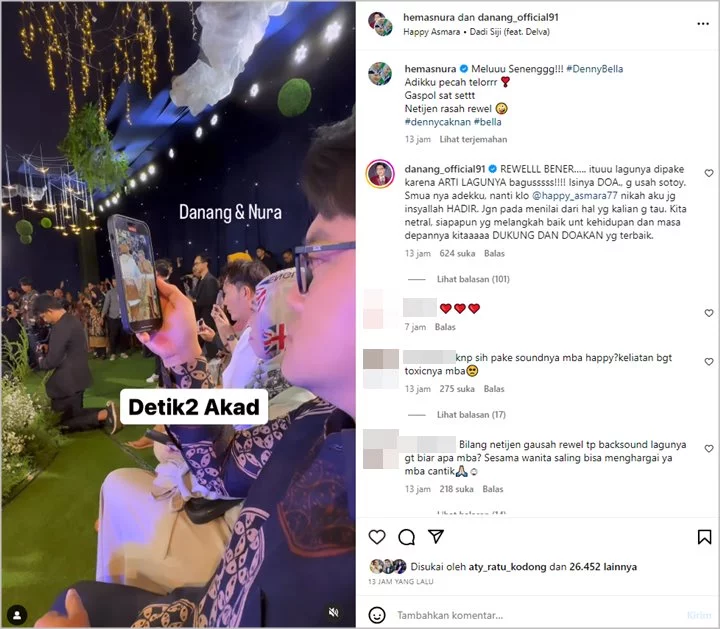 Danang DA Jelaskan Alasan Istrinya Posting Video Nikahan Denny Caknan Pakai Lagu Happy Asmara
