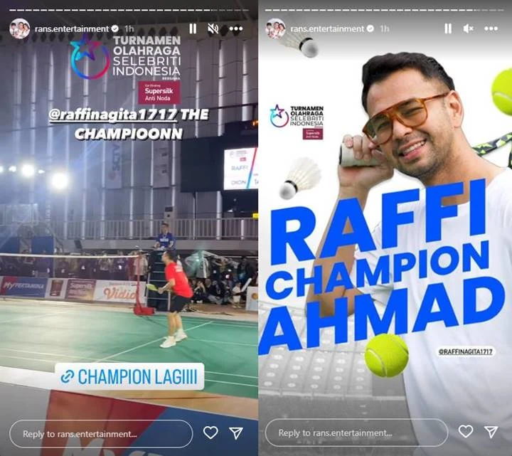 Jadi Champion, Raffi Ahmad Sukses Kalahkan Dion Wiyoko di Turnamen Olahraga Selebriti Indonesia