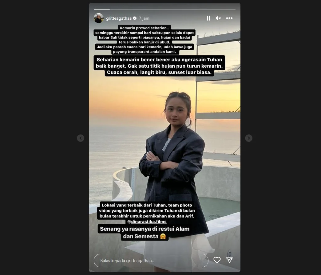 Gritte Agatha Sebut Momen Foto Preweddingnya Direstui Alam dan Semesta, Ceritanya Menakjubkan!