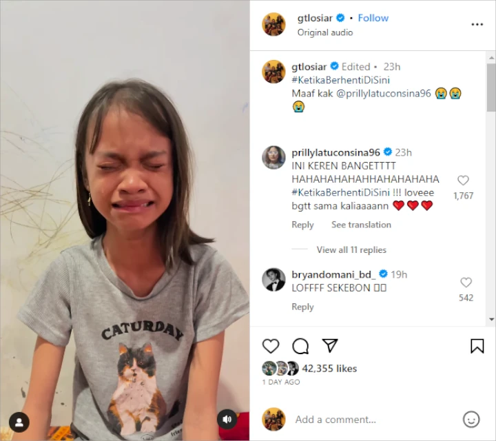Prilly Latuconsina Puji Selangit 4 Bocah yang Parodikan Aktingnya, Batal Sedih