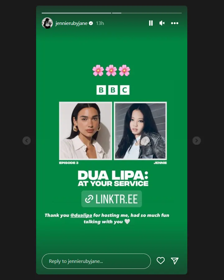 Jennie BLACKPINK promosi podast bersama Dua Lipa