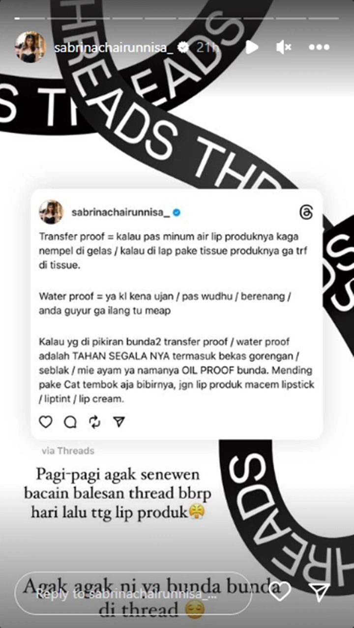 Sabrina Chairunnisa Senewen Lihat Tingkah Emak-emak di Threads