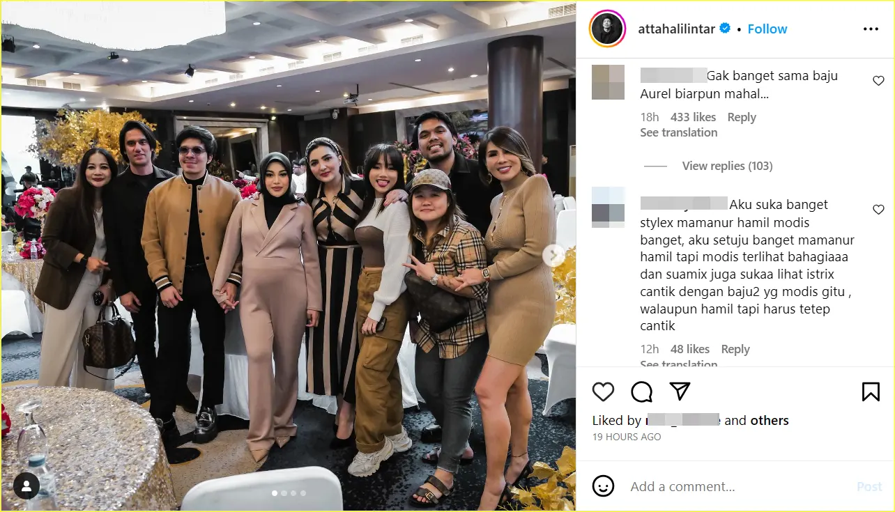 outfit Aurel Hermansyah di perayaan ulang tahun Rizky Billar berujung pro dan kontra