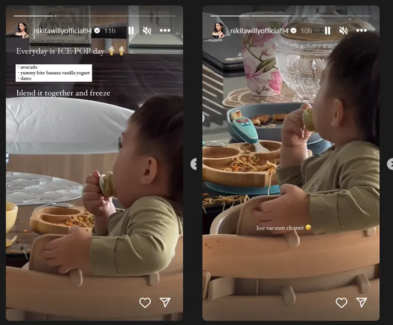 Nikita Willy menunjukkan momen ketika Issa makan