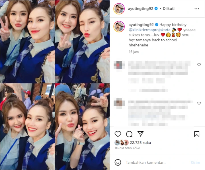 Cueki Isu Enji Kangen Bilqis, Ayu Ting Ting Pilih Pamer Foto Cantik Ala Anak Sekolah