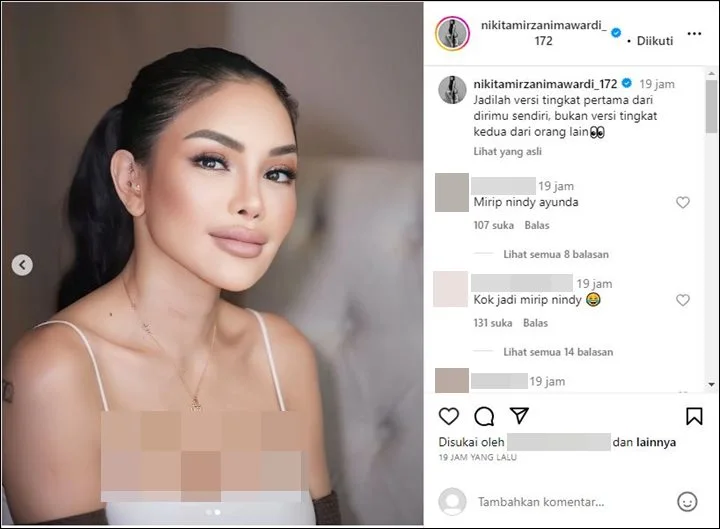 Penampilan Terbaru Nikita Mirzani Dinilai Mirip Nindy Ayunda Penampilan Terbaru Nikita Mirzani Dinilai Mirip Nindy Ayunda
