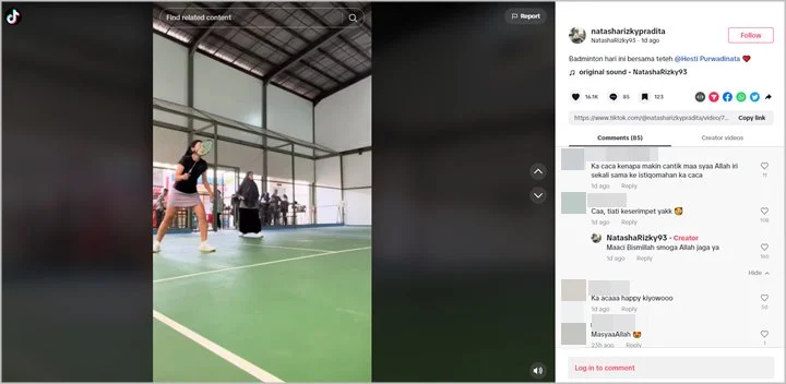 Busana Syar\'i Saat Main Badminton Dikomentari, Jawaban Natasha Rizky Adem