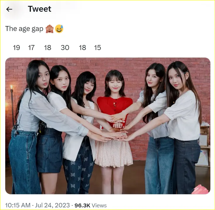 umur IU dan NewJeans dibandingkan
