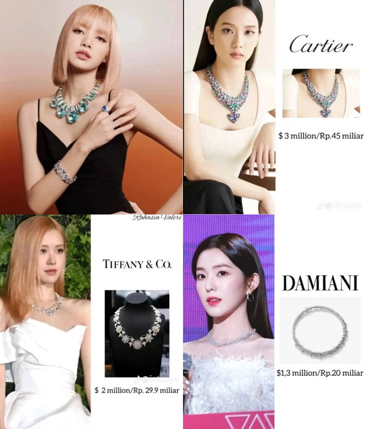 Dipimpin Lisa Senilai Ratusan Miliar, Irene-Karina Cs Masuk Daftar Idola Pakai Kalung Termahal