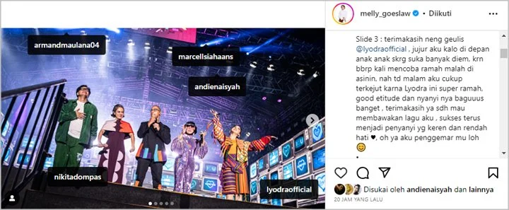Melly Goeslaw Dibuat Terkejut dengan Sikap Lyodra Hingga Akui Jadi Penggemar