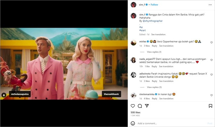 Dandanan Nicholas Saputra dan Dian Sastro Jadi Barbie Dinilai Paling Gemas