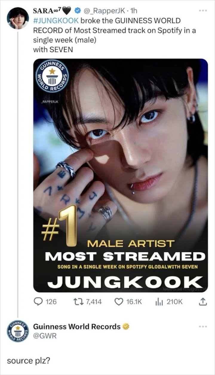 Tak Akui Prestasi Jungkook BTS dengan \'Seven\', Guinness World Records Diminta Minta Maaf