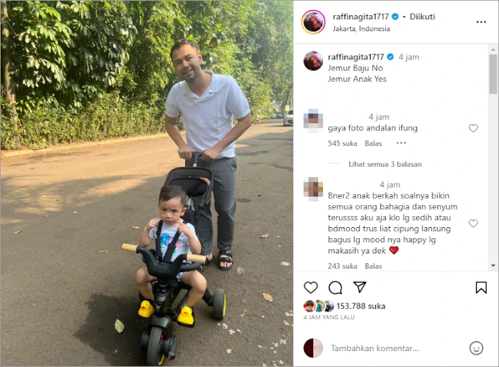 Raffi Ahmad Ajak Anak Berjemur Bak Family Man Sejati, Rayyanza Pamer Gaya Andalan