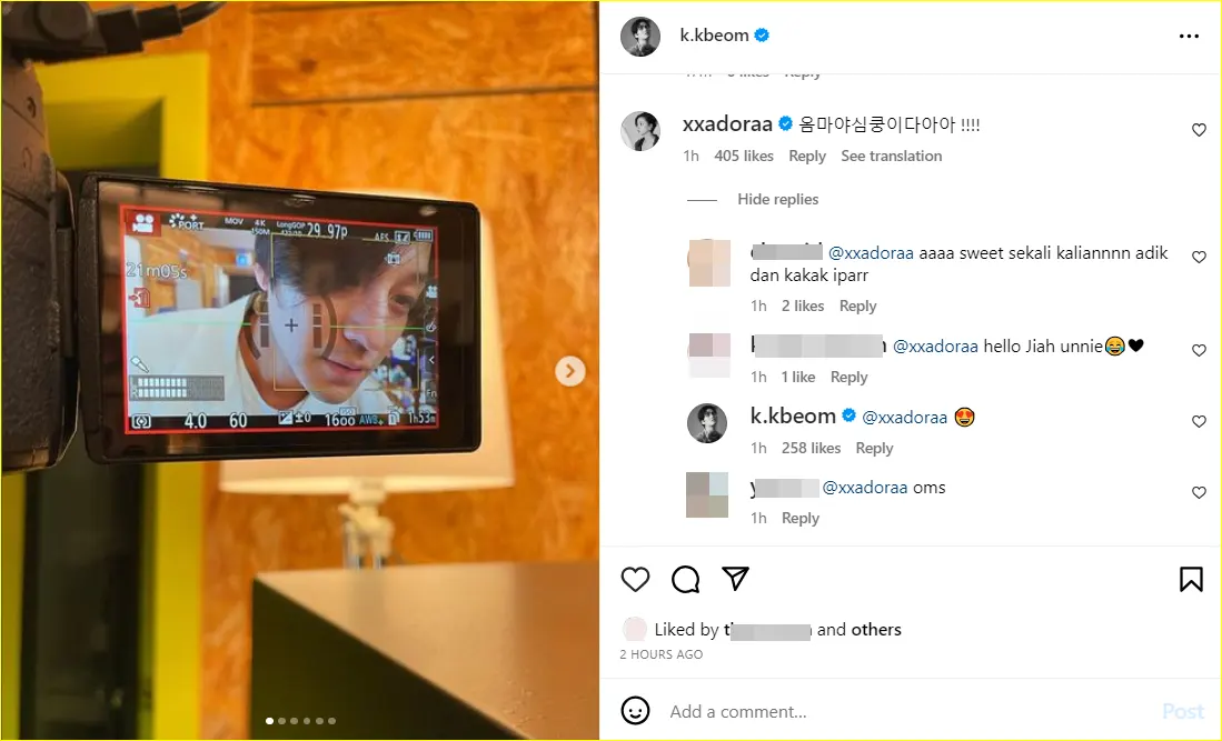 Jo Bo Ah mengomentari manis post Kim Bum