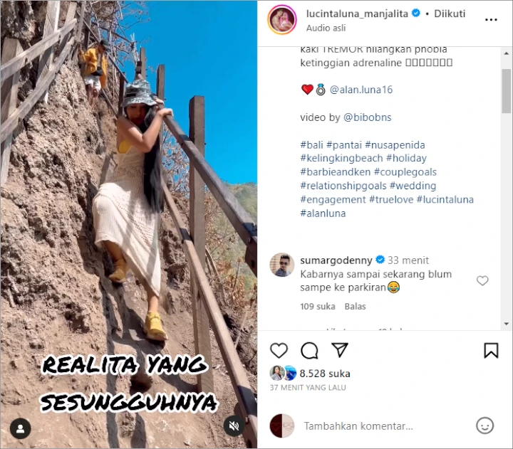 Lucinta Luna Rela Turun Tebing Demi Calon Suami, Komen Denny Sumargo Bikin Ngakak