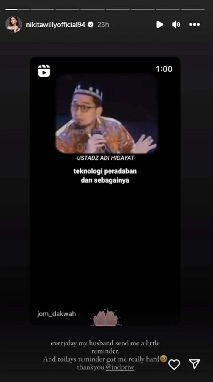 Nikita Willy Berkaca-kaca Dikirimi Suami Video Ceramah, Isi Pesannya Bikin Merinding