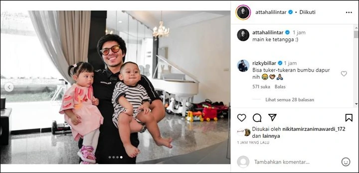 Atta Halilintar Main ke Rumah Rizky Billar, Cara Ameena Tatap Baby L Bikin Ngakak