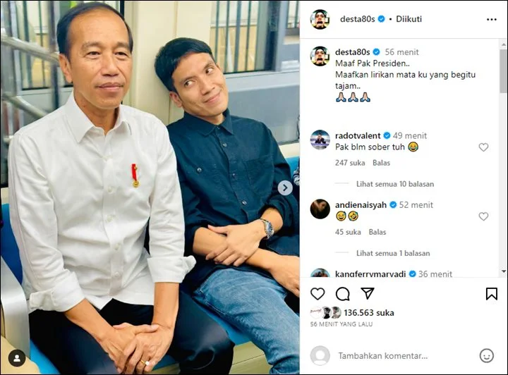 Lirikan Manja Desta ke Presiden Jokowi Sukses Bikin Bengek Lirikan Manja Desta ke Presiden Jokowi Sukses Bikin Bengek
