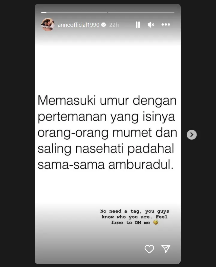 Putri Anne post kata-kata mengungkapkan kalau hidup amburadul