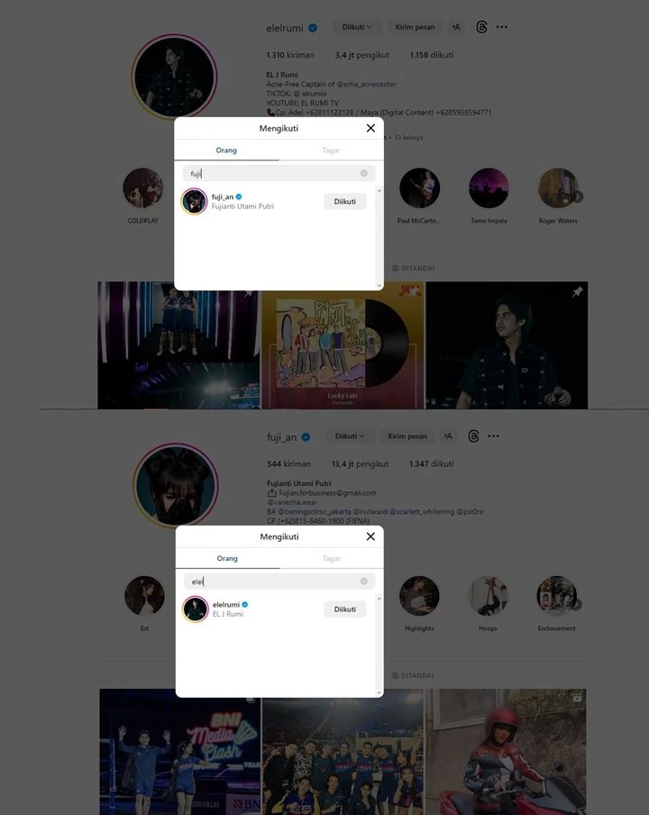Sudah Saling Follow, Fuji An Nongol di Instagram El Rumi