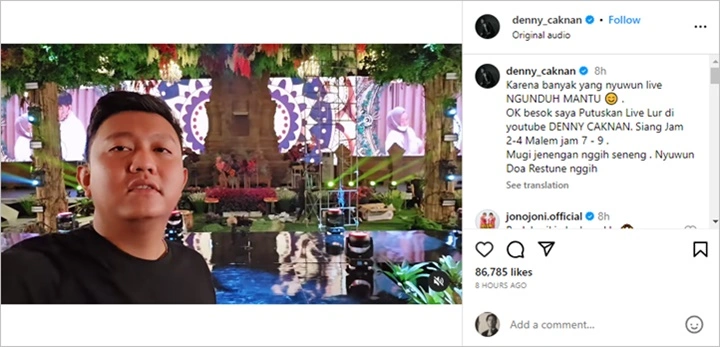 Disiarkan Live, Denny Caknan dan Bella Bonita Pamer Dekorasi Unik Acara Ngunduh Mantu