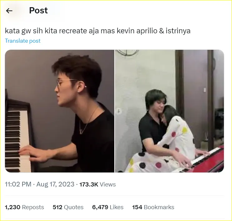Mark NCT main piano membuat momen Kevin Aprilio dan sang istri ikut dibahas