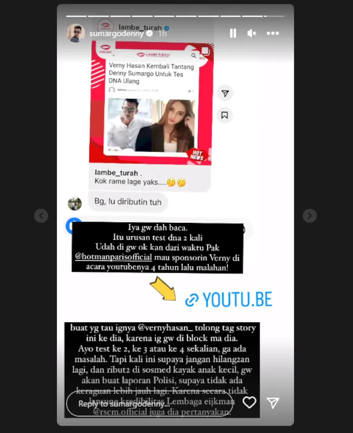 Denny Sumargo Sanggupi Tantangan DJ Verny Hasan Untuk Tes DNA Ulang