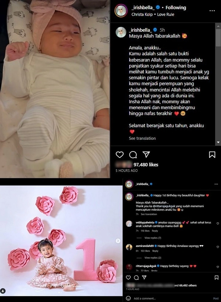Irish Bella Rayakan Ultah Putri Tanpa Ammar Zoni