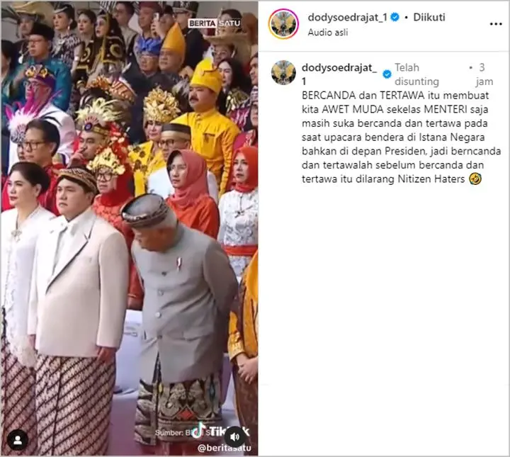 Mayang Dikecam Soal Adab Nonton Upacara HUT RI, Doddy Sudrajat Mendadak Bahas Candaan Menteri PUPR
