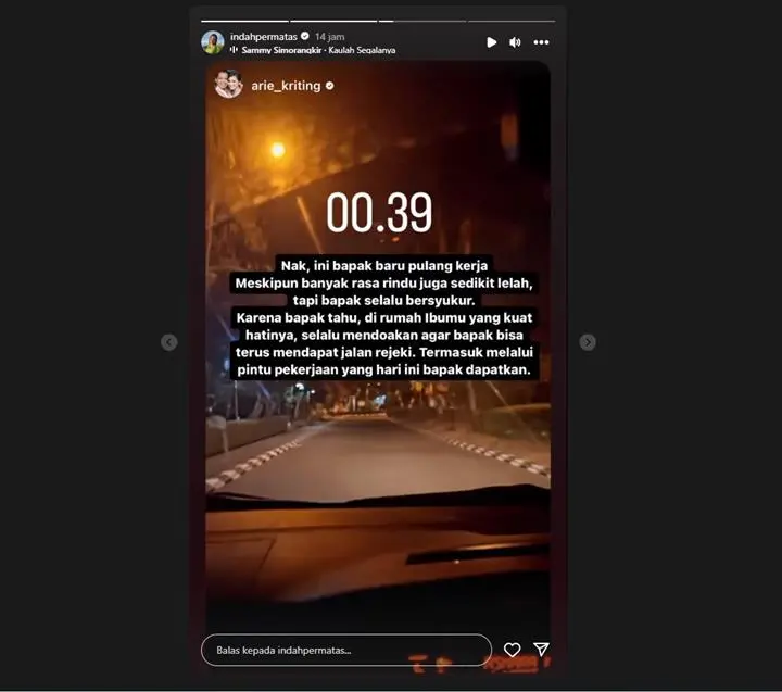 Arie Kriting Ungkap Doa Indah Permatasari Lewat Pesan untuk Sang Buah Hati