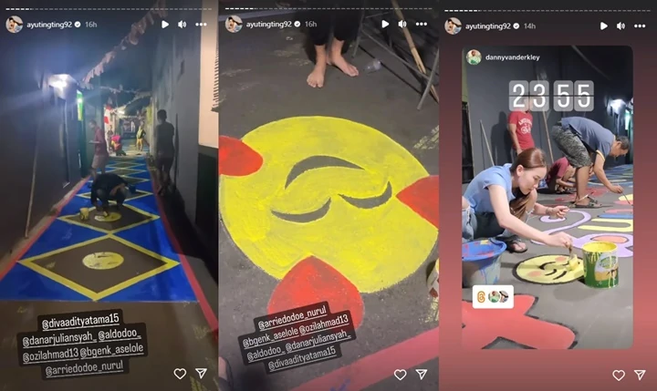 Ayu Ting Ting Ikut Turun Tangan Ngecat Jalan, Hasilnya Estetik Abis!