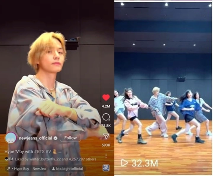 V BTS dan NewJeans Cetak Rekor Cuma dengan Video Challenge Usai Dibilang Kelewat Cocok