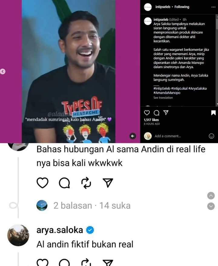 Al dan Andin versi Arya Saloka dan Amanda Manopo Tak Nyata